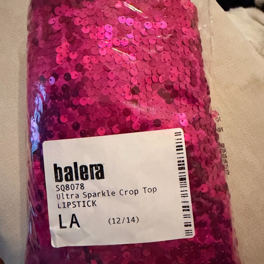 Balera Weismann Dance Costume Sequin Crop Top Pink Size Large - Picture 3 of 4